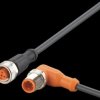 Sensor actuator cable, M12 cable plug, angled, A to M12 cable socket, straight, A, 5 pole/3 pole, 0.3 m, PUR, black, 4 A, EVC675