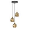 Lampa Wisząca Nowoczesna 3Xe27 Callisto Black/ Gold Duży Klosz 20 Cm