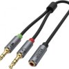 Adapter Unitek Y-C957ABK miniJack 3,5mm (F) - 2x 3,5mm (M)