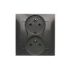 Simon 54 Gniazdo z uziemieniem podwójne z funkcją niezmienności faz 16A 250V zaciski śrubowe. nie do ramek czarny mat DGZ2T/49