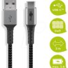49297 Sync and charging cable, USB-A -> C, 2.0 m, textile, black