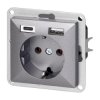 Gniazdo pojedyncze p/t 2P+Z, Schuko, z ładowarką USB A+C Pearl, 16 A, 250 V, PT-17P/USB A+C, antracyt,OR-OE-7705(GS)/USBAC/A