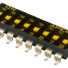 Przełącznik DIP 8-pozycyjny SPST SMD 100 mA przy 50 V DC (liniowy), 25 mA przy 24 V DC (impulsowy) -20 → +85°C