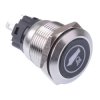 Boat Light (Mirrored)' Blue LED Latching 19mm Vandal Push Button Switch SPDT 12V