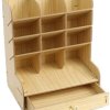 Drewniany organizer DIY na biurko 12 przegródek + szuflada 25,6 x 20 x 15,2cm