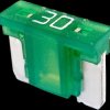 Automotive flat fuse, 30 A, 58 V, green, (L x W x H) 10.9 x 3.8 x 8.7 mm, FLP7030