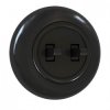 Włącznik światła podwójny podtynkowy IP20 czarny z okragłą ramką 10A 250V LOFTICA