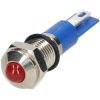 R-TECH 656910 Panel Indicator 8mm Domed 12V Red Nickel Brass