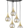 Lampa wisząca nowoczesna 5xE27 LACRIMA HONEY/GOLD
