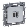 NILOE SELECTION Gniazdo 2xUSB typ a + c 3 A aluminium 762197 LEGRAND
