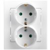 Sonata Gniazdo Podwójne Z/U Schuko Z Przesłonami Białe Gp-2Rsp/00