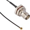 Coaxial cable, TNC jack (straight) to AMC plug (angled), 50 Ω, 1.32 mm micro cable, grommet black, 300 mm, 336209-13-0300