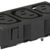 Panel socket 3-fold F, 3 pole, snap-in, solder connection, black, 0909.0011