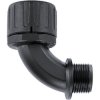 90° hose screw fitting, M25, 28 mm, PA, IP66, black, (L) 66 mm, 166-22205