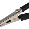 Krokodylek 53,5mm, gniazdo bananowe 4mm, stal niklowana, czarny; Amass 27.719.2