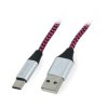 Przewód Tracer USB A - USB C 2.0 czarno-fioletowy oplot - 1m