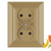 PERŁA Gniazdo podwójne z uziemieniem złoto metalik PT-6P ABEX
