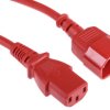 Przewód zasilania złącze A: IEC C13 złącze B: IEC C14 2m 6 A 250 V 0,75 mm2 Czerwony