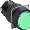 Signal light, illuminable, waistband round, green, front ring black, mounting Ø 16 mm, XB6EAV3BP