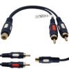 Przejście Gn.RCA - 2xWt.RCA z przewodem, adapter RCA łezka