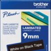 TZE-325 Laminated labelling tape, white on black, 9 mm