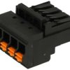 Łączówka; rozłączna; 0150-2004; 4 tory; R=5,08mm; 27,9mm; 16A; 300V; na przewód; proste; otwór okrągły; wtykany; czarny; Dinkle;