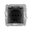 MINI Mechanizm gniazda bryzgoszczelnego z uziemieniem SCHUKO 2P+Z (klapka dymna, przesłony torów prądowych) szary mat 27MGPB-1sd