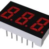 Wyświetlacz diodowy LED 7-segmentowy 3-znakowy ze wspólną katodą 4 mcd RH DP, Czerwony 8mm ROHM 650 nm
