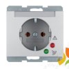 BERKER K.5 Gniazdo z uziemieniem schuko z ochroną przepięciową i polem opisowym aluminium 41527103 HAGER