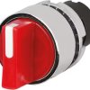 Toggle switch, 2 switching positions, illuminable, latching/groping, waistband round, red/white, front ring silver, 90°, mountin