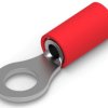 Insulated ring cable lug, 0.26-1.6 mm², AWG 22 to 16, 5.2 mm, M5, red, 130014