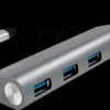 UA0309 USB 3.2 Gen 1x1 USB-C 4-port hub, with aluminum casing