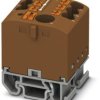 Distribution block, push-in connection, 0.14-4.0 mm², 7 pole, 24 A, 8 kV, brown, 3274176