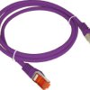 Patchcord S/FTP kat.6A PiMF kabel sieciowy LAN 2x RJ45 linka LSOH fioletowy 0,25m Alantec