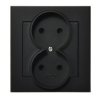 SONATA Gniazdo podwójne bez uziemienia z ramką czarny metalik GP-2R/33 OSPEL