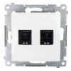Simon 54 Gniazdo komputerowe podwójne 2xRJ45 kat.6 z przesłoną białe D62.01/11