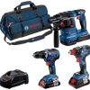 Bosch Professional Profi Set 18V(GSR,GDX,GBH,3xPC4,0Ah,GAL) 0615A5003B Zestaw narzędzi na narzędzia akumulatorowe, dla r