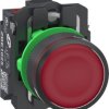 Pushbutton, unlabeled, illuminable, 1 Form A (N/O) + 1 Form B (N/C), waistband round, red, front ring dark gray, mounting Ø 22.5