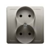 SIMON BASIC Gniazdo bez uziemienia podwójne monoblok z ramką zaciski śrubowe satynowy BMG2/29 KONTAKT SIMON