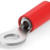 Insulated ring cable lug, 0.3-1.42 mm², AWG 22, 4.17 mm, M4, red, 31890