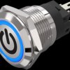 Vandal-proof pushbutton, silver, illuminated  (blue), mounting Ø 19 mm, IP65/IP67, 82-5151.1124.B002