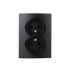 LOGI Gniazdo podwójne 2x2P kompletne z przesłoną styków Czarny mat 33608