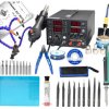 Zestaw stacja lutownicza 853D 5A 30V grot cyna topnik odsysacz pincety uchwyt cążki mata plecionka