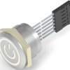 Vandal-proof pushbutton switch, 1 pole, silver, illuminated  (RGB), 1 A/24 VDC, mounting Ø 22.2 mm, IP68, 2342837-3