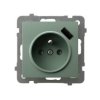 AS Gniazdo pojedyncze z uziemieniem z przesłonami z ładowarką USB 230 V 5 V 2.1 A zielony mat GP-1GZPUSB/m/84 OSPEL