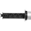 Gniazdo meblowe fi10cm, 3x250V AC wysuwane z blatu z przewodem 1,8m inox OR-AE-1352