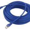 Patch cord S/FTP 6a drut Cu LSZH niebieski 15m 27AWG PP6A-LSZHCU-B-15M