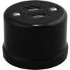 Gniazdo USB podwójne natynkowe 3.2A Retro ceramic, czarne