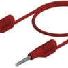 Measuring lead with (2 mm plug, rigid, straight) to (2 mm plug, rigid, straight), 500 mm, red, PVC, 0.5 mm², CAT O, 973595101