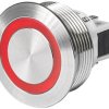 Vandal-proof pushbutton, 1 pole, silver, illuminated  (RGB), 100 mA/30 VDC, mounting Ø 30 mm, 30.1 mm, IP66/IP67, 3-145-639